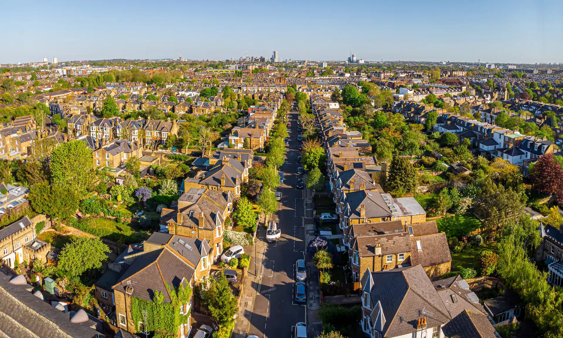 Aerial view of a residential neighbourhood